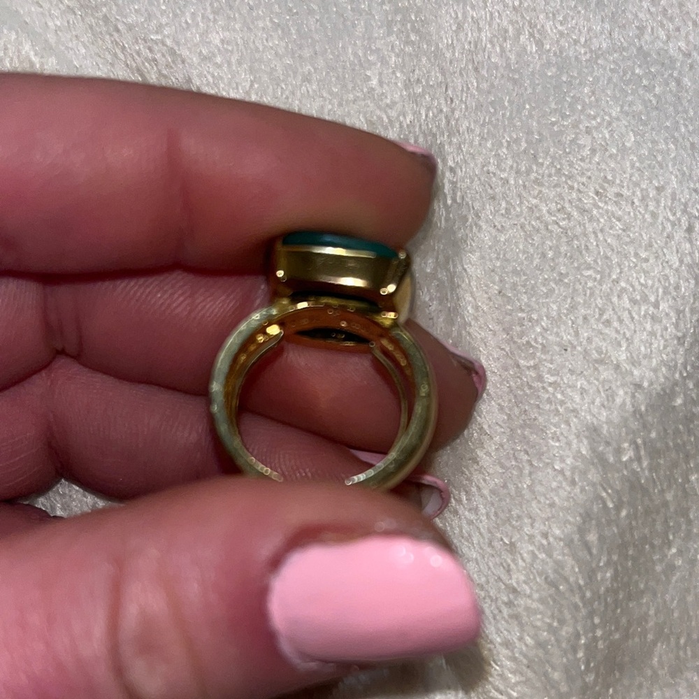 Elegant Green Stone Golden-colored kate spade adjustable size 7 ring Ring - Picture 7 of 10